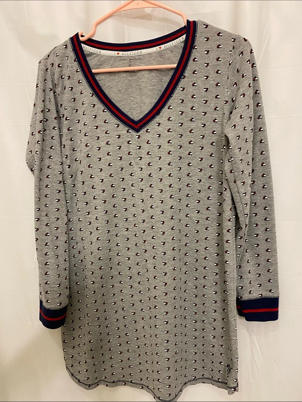 Tommy Hilfiger Sleep shirt with Navy & Red Trim Medium